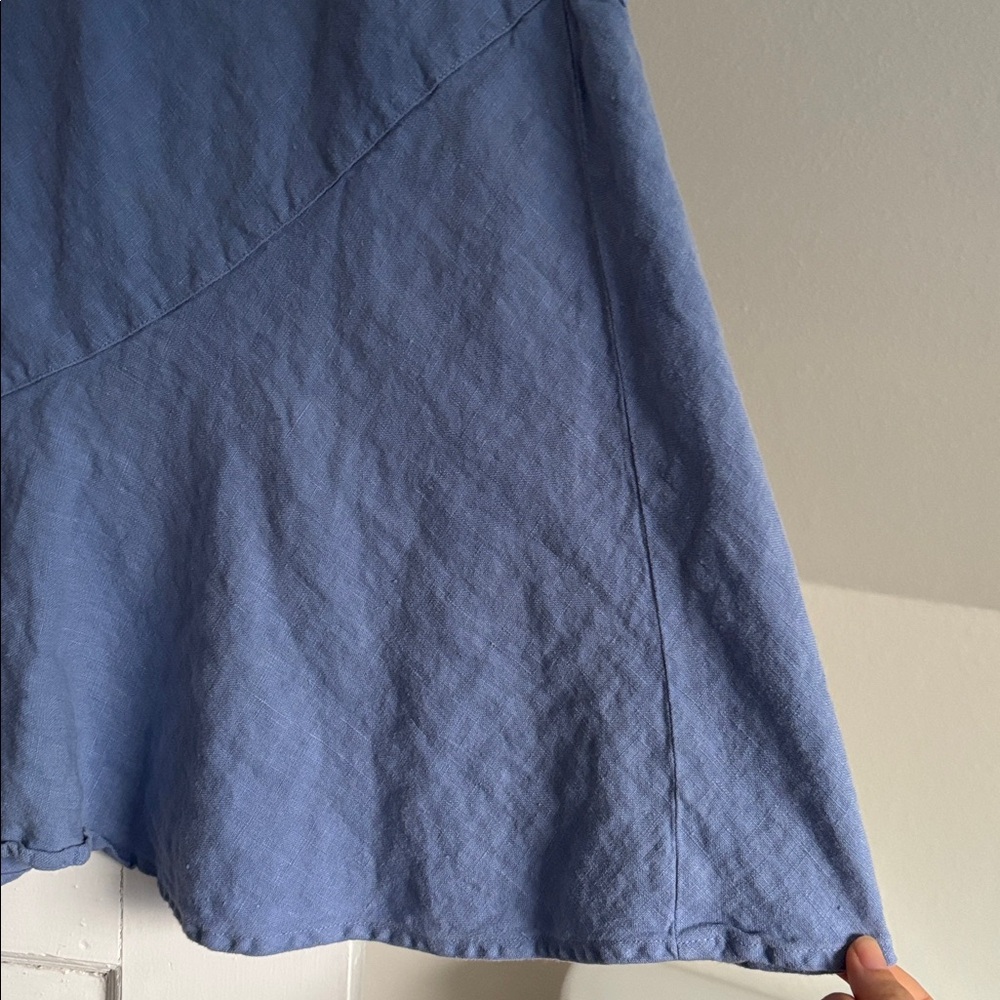 Cut Loose 100% Linen A-Line Skirt in Soft Blue - Picture 3 of 3